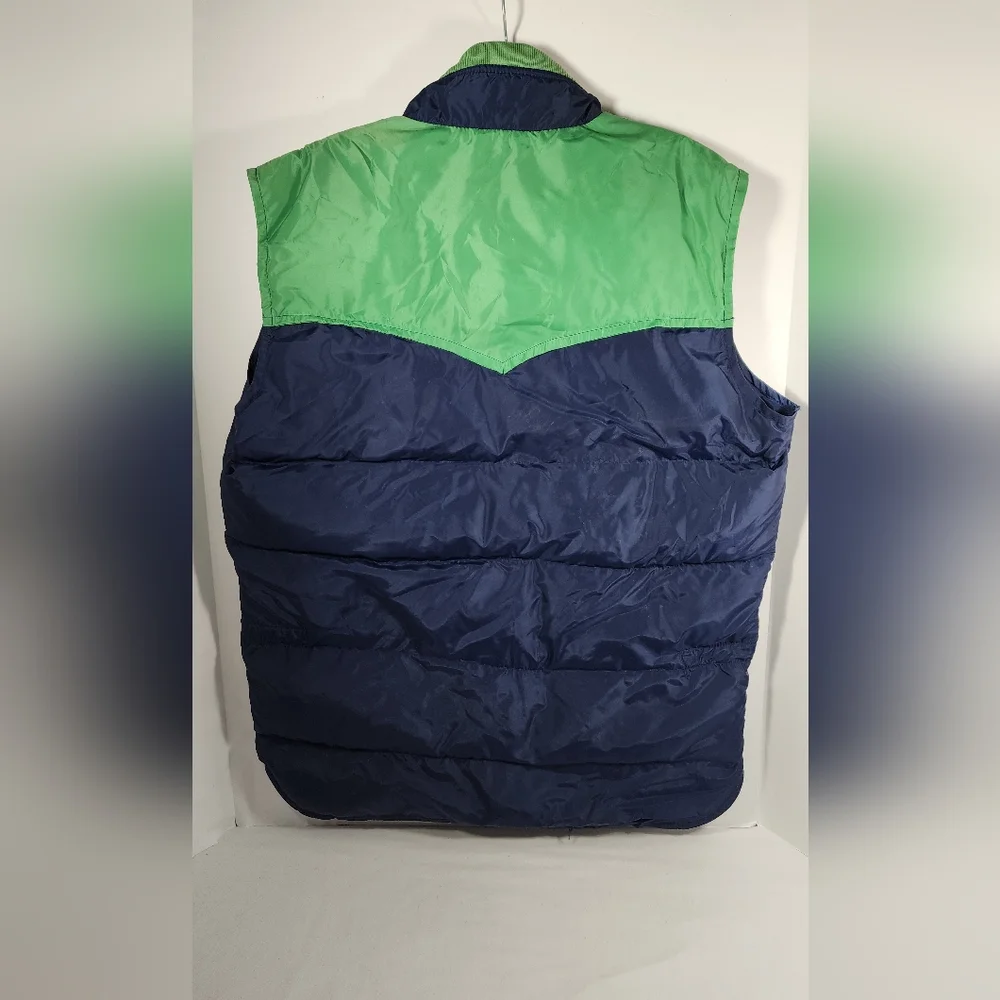 VINTAGE Skitique Unisex Vest Full Zip Vest Gray Duck Down Insulated Large Blue - Picture 6 of 12